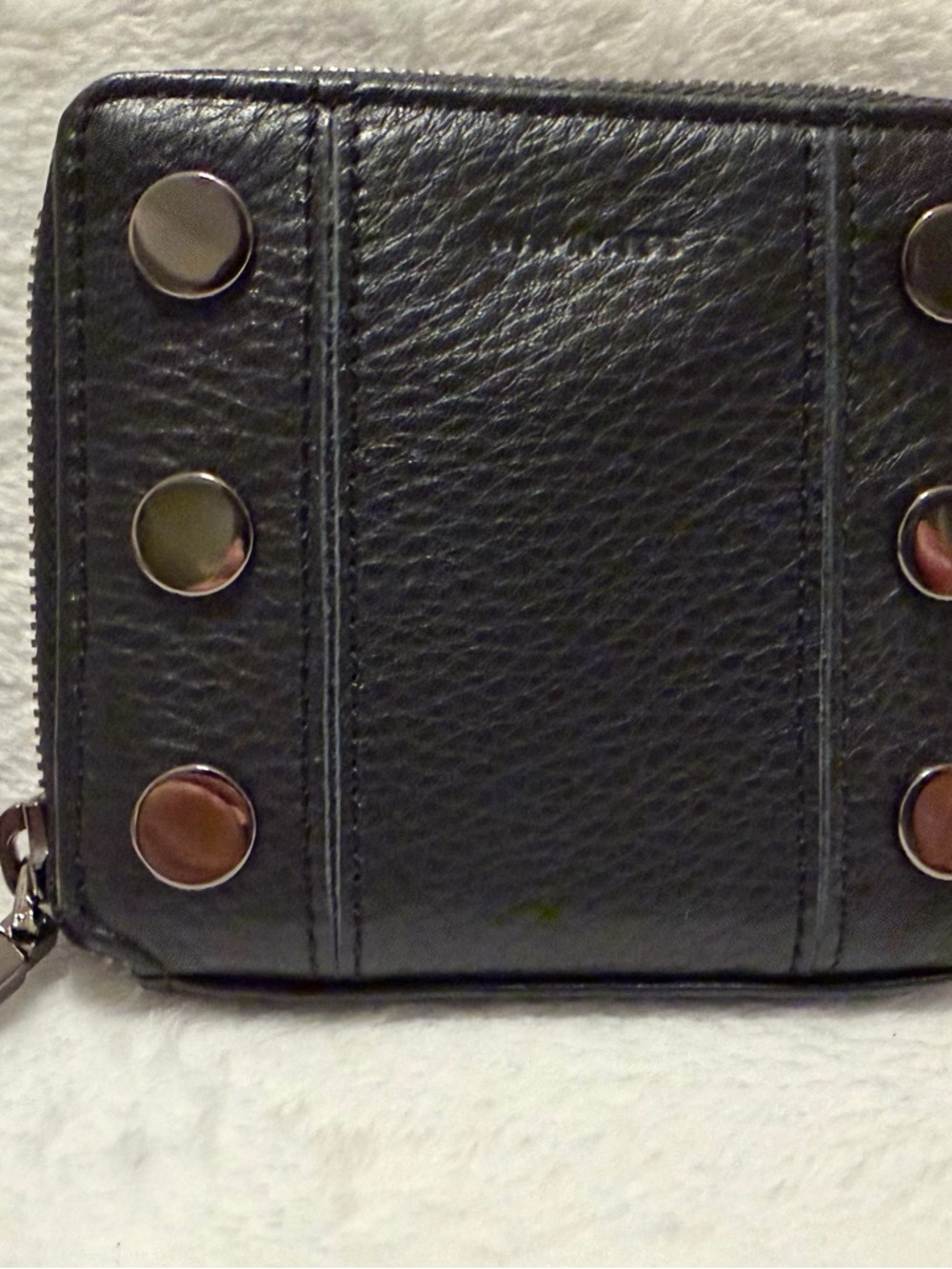 Hammitt 5 North Black/Gunmetal Leather Zip Wallet